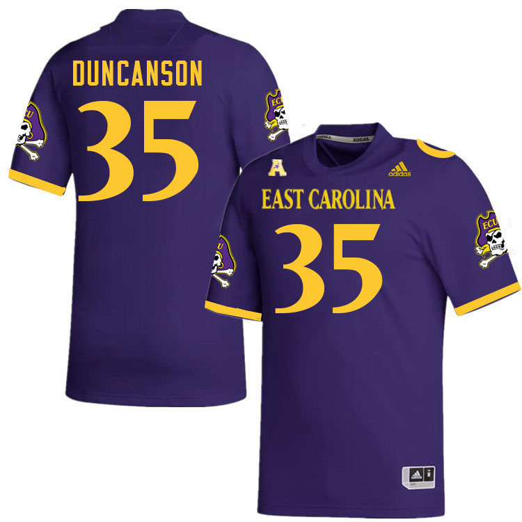 Men #35 Ayden Duncanson ECU Pirates College Football Jerseys Stitched-Purple